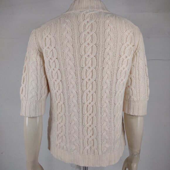 Theory ivory cream 100% Cashmere cable knit open front cardigan ladies Medium - Picture 5 of 8